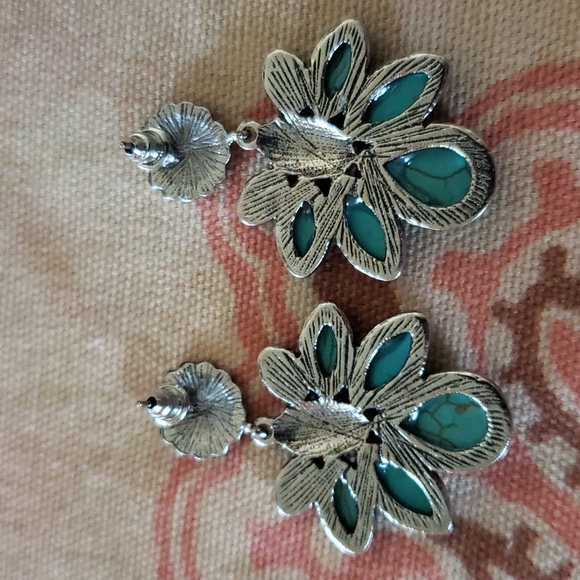 (B) Southwestern Turquoise Earrings Cowgirl Boho Rodeo Western Wild West Tribal - Picture 6 of 9